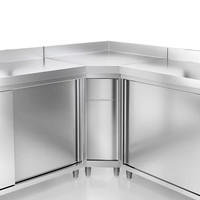 Plan de travail d'angle en L pour cuisine professionnelle, table de préparation d'angle en acier inoxydable, gain de place