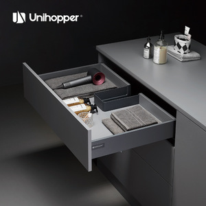Unihopper U-shaped Drawer <b>Slide</b> H80 H120 Soft Closing Steel Minimalist Design - Product Image 4