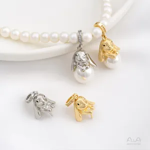 Pemegang manik-manik gesper Universal, pegangan perhiasan mutiara buatan tangan Diy bentuk kelinci 14k