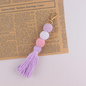 Llavero Colgante de Cuentas Coloridas de 17 cm, Hecho a Mano, con Borla Larga de Peluche, para Bolsos, Llaves y Accesorios de Joyería, Venta al Por Mayor - Product Image 4