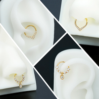 Toposh Rock CZ tulang rawan Tragus Daith cincin hidung anting bulat 14K emas padat clicker segmen perhiasan tindik