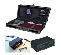 Mallette à outils en aluminium légère petite trousse à crayons en aluminium noire avec serrure à combinaison pour les élèves du primaire et du secondaire