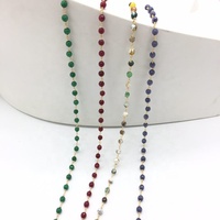 Chaîne de chapelet en pierres précieuses, perles de jade teintées facettées de 6 mm, chaîne en fil de cuivre
