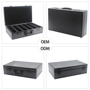 Estuche rígido de aluminio negro portátil con cerradura de combinación de contraseña personalizable OEM maletín de transporte archivador para equipo - Product Image 5