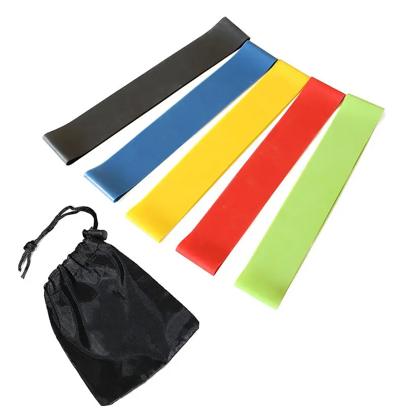 Ensemble de bandes de hanche de résistance en latex naturel de couleur personnalisée bande de boucle d'exercice avec sac en nylon ensembles de bandes d'exercice pour entraînement de gymnastique