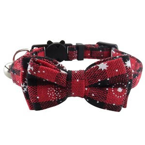 Bandanas et nœuds papillon pour chien à carreaux de Noël, accessoires pour animaux de compagnie en tissu réglables, motif flocon de neige rouge et vert, nouveauté pour chiens - Product Image 4