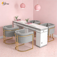 Meubles de salon de beauté modernes en bois, table de manucure à un ou deux sièges, bureau de luxe multifonctionnel avec ensemble de chaises