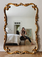 Miroir sur pied de luxe baroque fait main avec cadre en bois et verre HD pour la décoration intérieure, chambre et entrée - Vente en gros