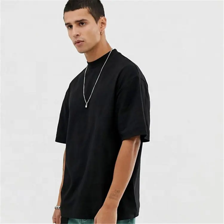 2021 Neuankömmling T-Shirt Herren Baumwolle Basic Kurzarm schlichte übergroße schwarze T-Shirt