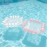 Fauteuil flottant gonflable Mart 104 cm en PVC transparent à paillettes, transat de piscine, hamac aquatique avec siège en filet pour adultes et enfants