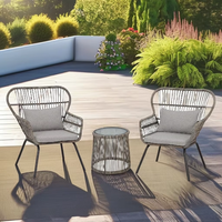 Offre Spéciale : Ensemble de Mobilier de Jardin Moderne et Confortable 3 Pièces en Rotin PE avec Chaises et Table Basse, Idéal pour l'Hôtellerie