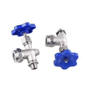 JX29W วาล์วเข็มสแตนเลส 1/2 นิ้ว ควบคุมน้ำแบบเกลียว 2 ทาง พร้อมปุ่มสีน้ำเงิน - Product Image 2