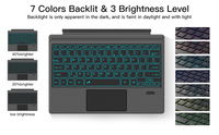 Étui de clavier sans fil Bt avec pavé tactile 7 couleurs clavier magnétique rétroéclairé pour Microsoft Surface Pro 3/4/5/6/7