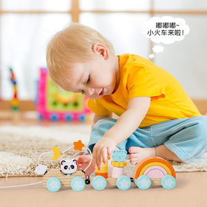 Montessori <span class=keywords><strong>arcobaleno</strong></span> accatastamento costruzione auto educativo treno in legno interattivo giocattolo per bambini ragazzi e ragazze - Product Image 5