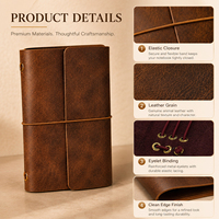 Carnet A5 personnalisé en cuir PU gaufré floral vintage, couverture rigide cousue, rechargeable, journal d'écriture artisanal, cadeau personnalisé en gros