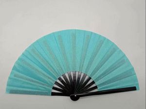 Éventail pliant en bambou grand format, irisé holographique, avec étui et sac, idéal pour les festivals, les fêtes et les cadeaux promotionnels - Product Image 4