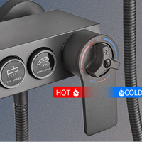 Vente en gros Ensemble de douche à effet pluie thermostatique en acier inoxydable Gunmetal à 4 fonctions carré pour hôtel
