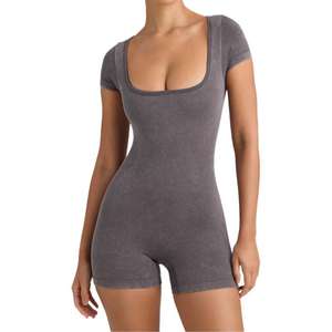 Body de cuello redondo sin costuras personalizado para mujer, de spandex y poliéster, para gimnasio y yoga, ajuste ceñido con almohadillas para el busto. - Product Image 3