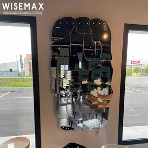 WISEMAX家具意大利不规则亚克力墙镜轻奢华独特形状拼接设计酒店装饰镜子