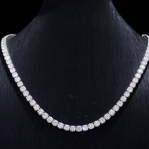 Collar de tenis de oro blanco de 14K, cadena de eslabones de estilo Hip Hop con diamante de moissanita de corte redondo de claridad VVS - Product Image 1