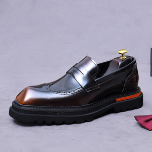 Chaussures mocassins pour homme en cuir de vachette véritable de haute qualité, semelle épaisse, style business formel et décontracté, fabriquées à la main. - Product Image 4