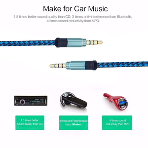 New đầy màu sắc 4-Pole 3.5 mét jack xe cáp phụ trợ 1M nylon bện PVC 1080P Stereo Loa âm thanh cho xe Hệ thống âm thanh stereo - Product Image 6