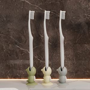Cute Dinosaur Silicone <b>Toothbrush</b> <b>Holder</b> with <b>Suction</b> Cup, Dustproof Portable <b>Toothbrush</b> Cover for Bathroom & Travel - Product Image 2