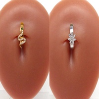 Gaby Bijou de corps unisexe en acier inoxydable 316L certifié ASTM, piercing de nombril plaqué or 14G, sans nickel, double fixation, pour mariage