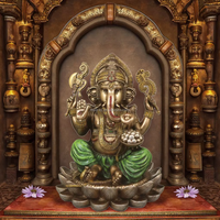Statue en résine finition bronze antique seigneur Ganesha dieu hindou assis Lotus décoratif éléphant dieu succès bouddha maison boîte emballée