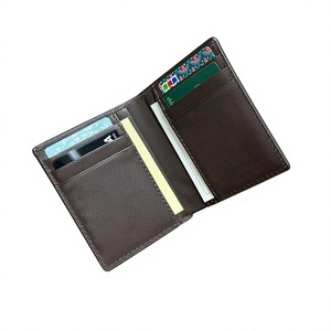 <b>Slim</b> Genuine Leather RFID Blocking Wallet Unisex Canvas Lined Fold Closure Casual <b>Card</b> <b>Holder</b> Minimalist Style Short Length - Product Image 1