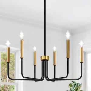 โคมไฟระย้าเหล็กสไตล์อเมริกันเรียบง่ายหรูหราสำหรับห้องนั่งเล่นห้องนอนห้องรับประทานอาหาร-สีดำวินเทจสีทอง - Product Image 5