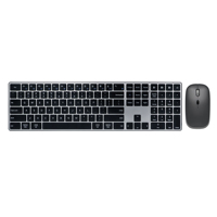 Delgo — ensemble clavier et souris ultra-fin, en alliage d'aluminium, 2021 touches, Rechargeable, sans fil, pour ordinateur portable, nouveauté 109
