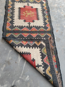 Southwestern Handmade Wool Jute Kilim <b>Runner</b> <b>Rug</b> Tribal Geometric Boho Carpet Rustic Farmhouse Floor Decor for <b>Hallway</b> Entryway - Product Image 6