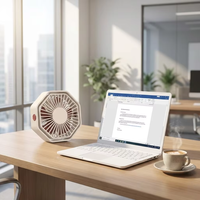 Mini ventilateur de bureau d'été silencieux, rotation à 360°, moteur USB sans balais, 3 vitesses, 5 pales, 5W 5V, pour la maison/le bureau/l'extérieur