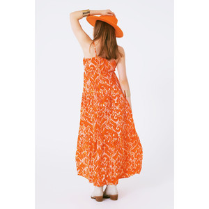 เดรสแม็กซี่พิมพ์ลายดอกไม้คอวีสีส้ม - Product Image 6
