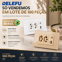 DELEFU Prise murale en verre, norme brésilienne, double prise 10A 20A avec chargeur rapide USB Type C 20W