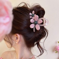 Vente en gros de pinces à cheveux coréennes tendance en acrylique vert, grandes pinces requin en acétate, accessoires capillaires pour filles