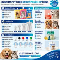 Sachets personnalisés imprimés pour aliments humides pour chiens avec bec verseur, à fond plat, à bouchon vissé, barrière VMPET, sans BPA, étanches à l'eau et à l'humidité, en plastique, OEM