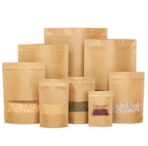 Logo tùy chỉnh in kỹ thuật số có thể tái chế giấy Kraft nâu đứng lên cửa sổ dây kéo túi cà phê cho trà bao bì thực phẩm vật nuôi - Product Image 1