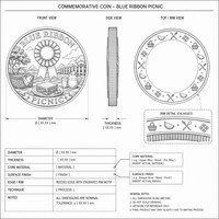 Pièce de monnaie commémorative personnalisée en alliage de zinc avec ruban bleu, motif 3D en relief, souvenir métallique avec boîte en velours, sans quantité minimale de commande, vente en gros