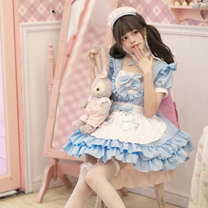 Japanese Style Maid Costume Sky Blue Lolita Dress For Cosplay Role Play - Product Image 4