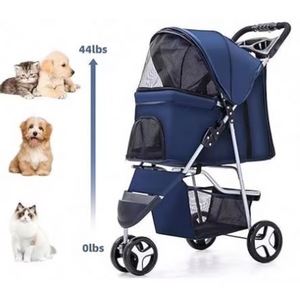 Poussette pliable pour animaux de compagnie, chien, chat, 3 roues, chariot de promenade pour chiens et chats de petite et moyenne taille, avec protection imperméable, échantillon gratuit - Product Image 5