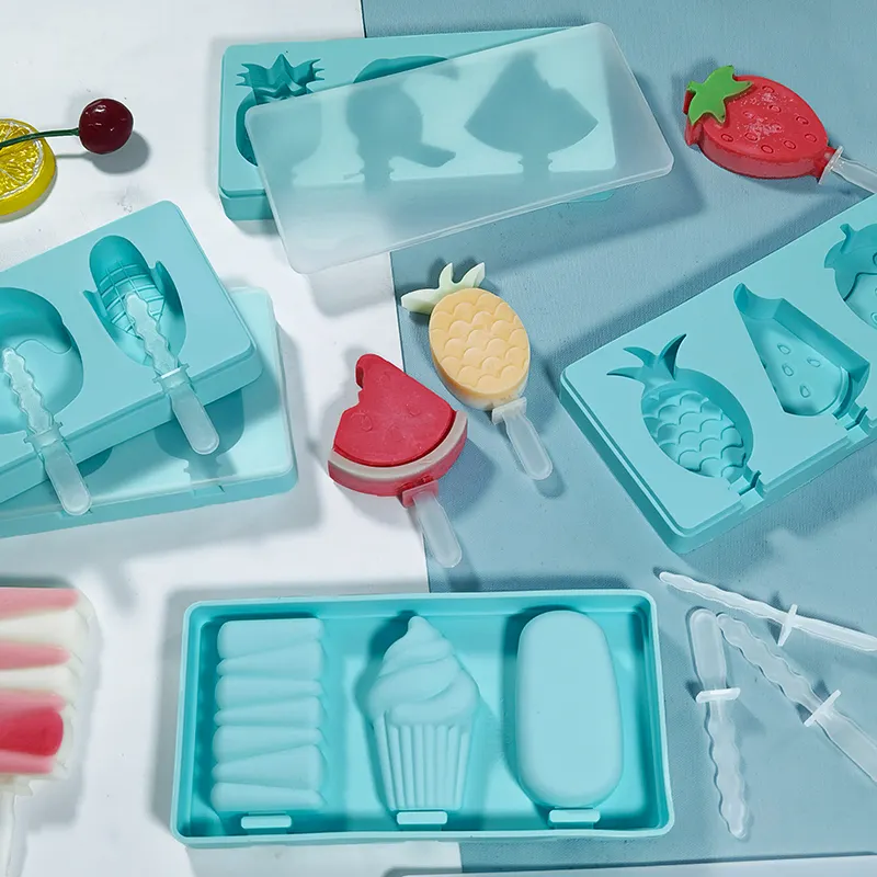 DUMO Cartoon Tier frucht Eisform Silikon Eis am Stiel Wieder verwendbare Silikon Eiscreme Tablett Form Kegel Einfach machen