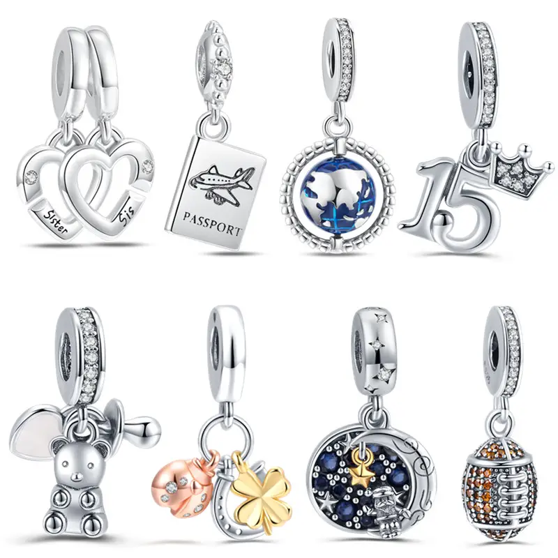 925 sterling silver chain beads Diy charms bead heart charm bracelet women jewelry pendant making