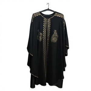 Caftán Abaya Bordado con Cuentas y Flores Estilo Real de Dubái, Elegante y Modesto, de Poliéster, Corte Ajustado, Largo hasta el Suelo, para Fiestas y Eventos - Product Image 3