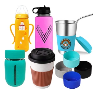 Manchon en silicone isolant thermique personnalisé avec logo du fabricant pour bouteille, tasse à café, gobelet, antidérapant, réutilisable, protecteur - Product Image 1