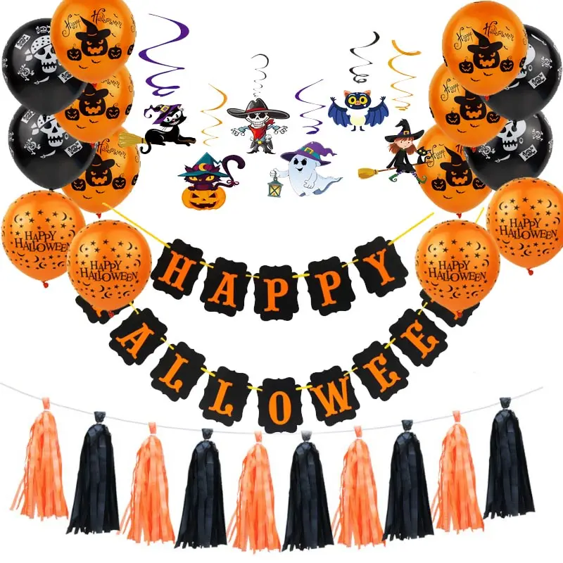 Halloween Party Decoraties Oranje En Zwart Ballonnen Set