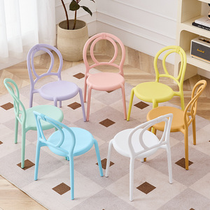Huyo Round-Back <b>Plastic</b> <b>Chair</b> Stackable Minimalist Dopamine-Inspired Home Use Living Room Seat for Children - Product Image 5