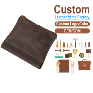 กระเป๋าใส่เหรียญหนังวินเทจลาย Crazy Horse พร้อมกรอบโลหะ กระเป๋าใส่เครื่องประดับหนังทำมือพร้อมตัวล็อคแบบ Kiss Lock กระเป๋าใส่เหรียญขนาดเล็ก - Product Image 1