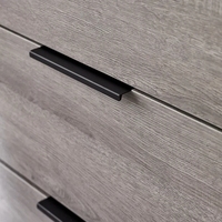Commode moderne minimaliste gris clair texturé à 6 tiroirs avec glissières à roulettes en acier inoxydable, écologique et durable pour chambre et salon